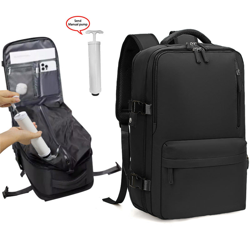 Vacuum compression travel backpack