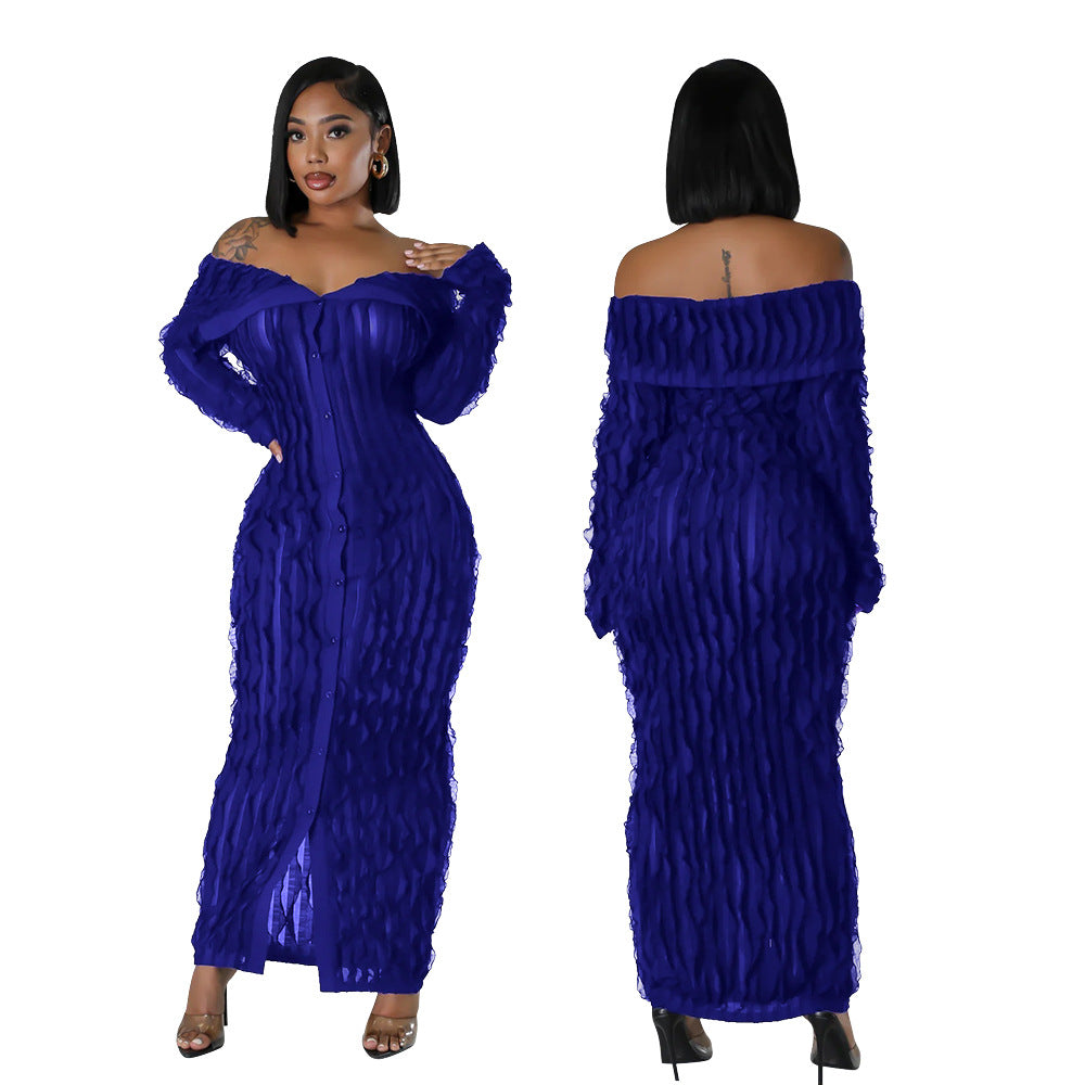 Off-the-Shoulder Bodycon Dress with Sheer Details