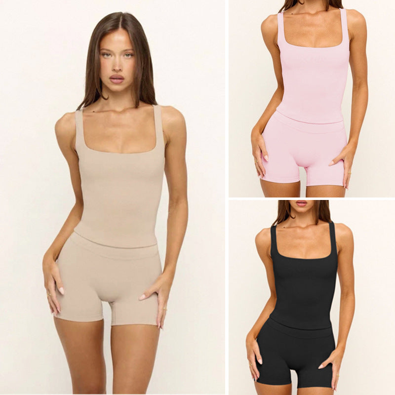 Women's Yoga Fitness Set with Quick-Dry Shorts