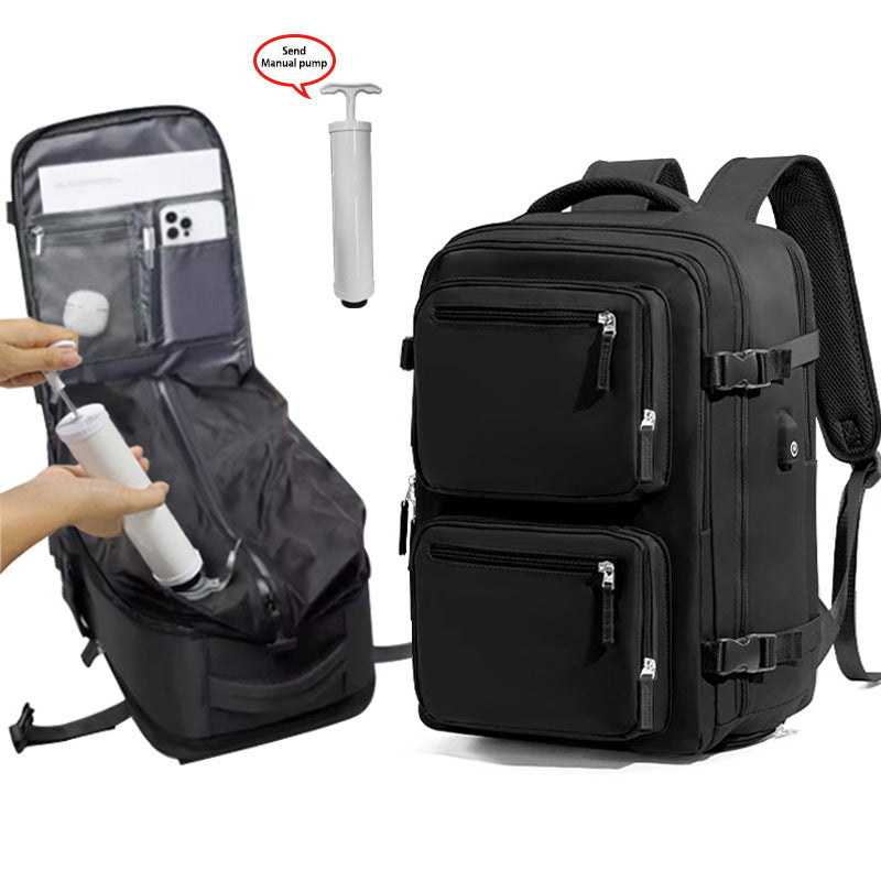 Vacuum compression travel backpack