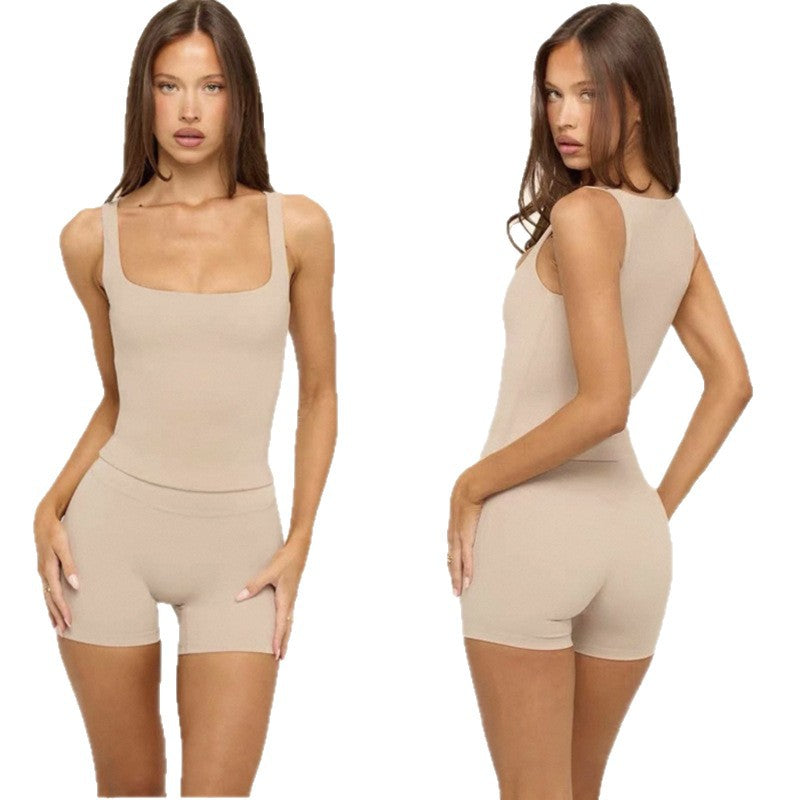 Women's Yoga Fitness Set with Quick-Dry Shorts