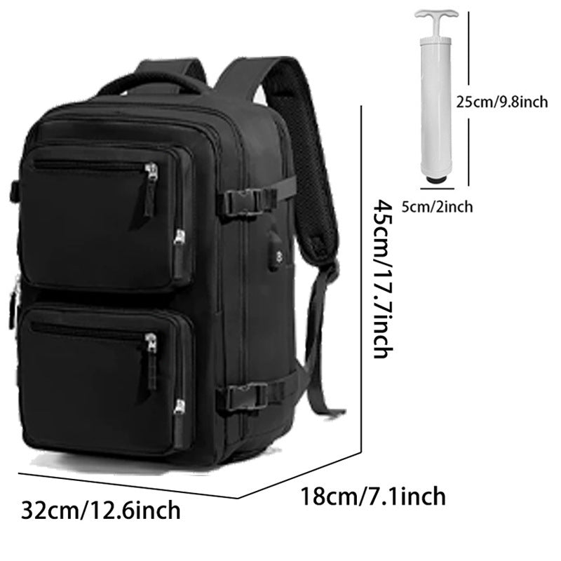 Vacuum compression travel backpack