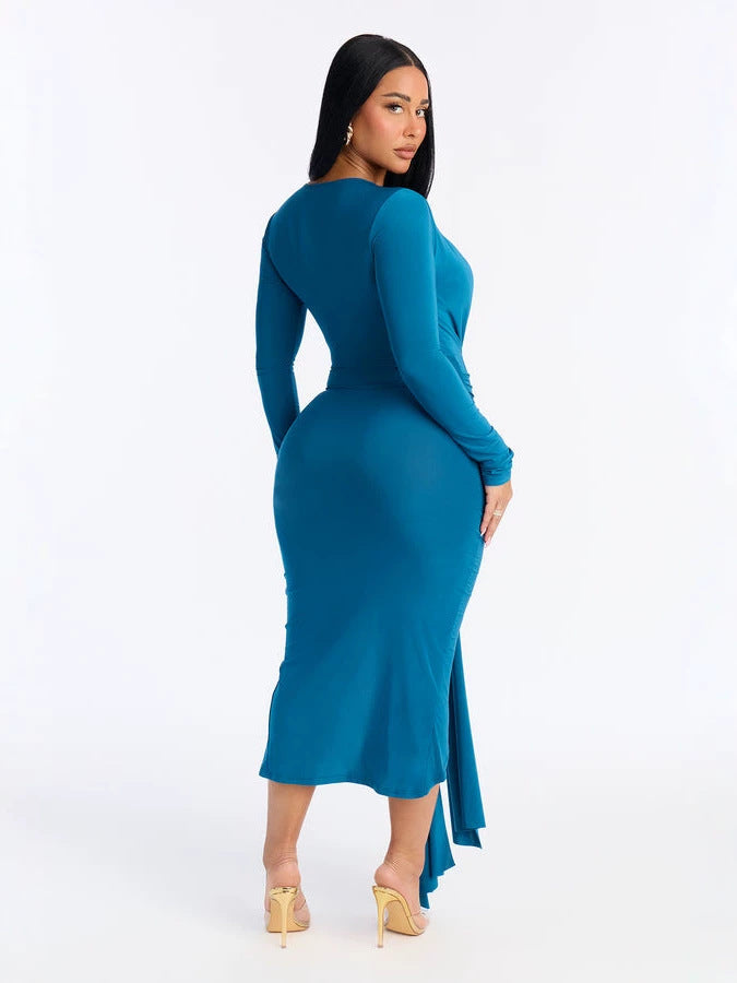 Elegant V-Neck Midi Dress