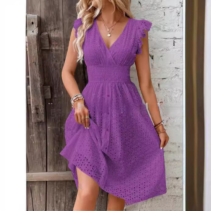 Lotus-leaf sleeve dress