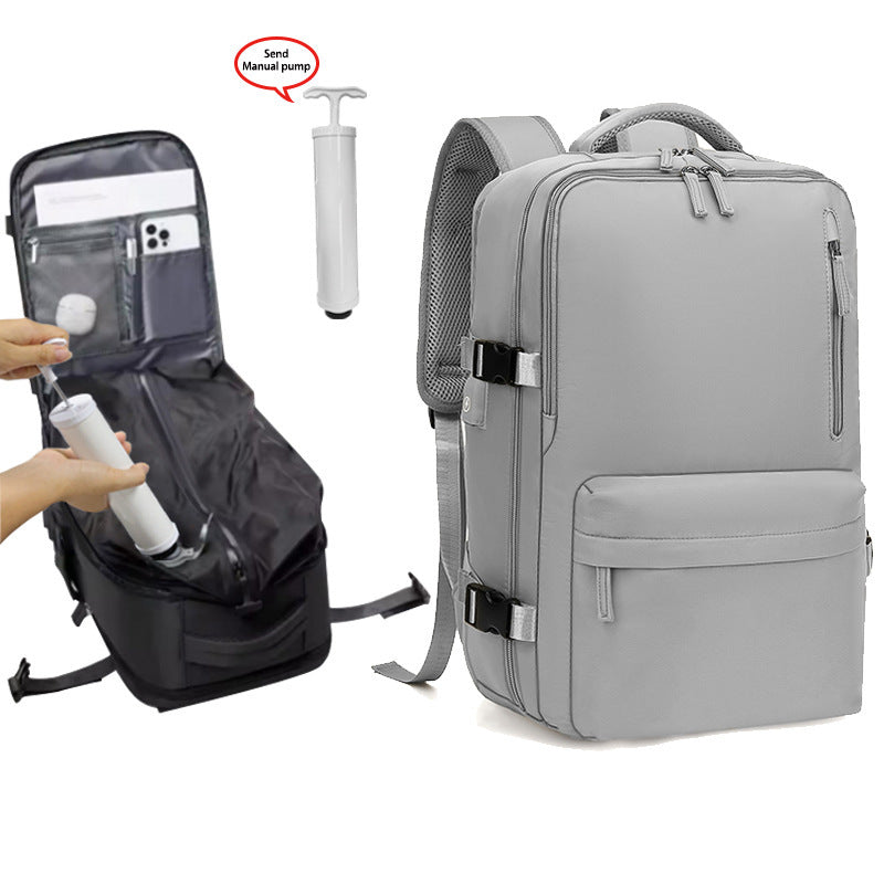 Vacuum compression travel backpack