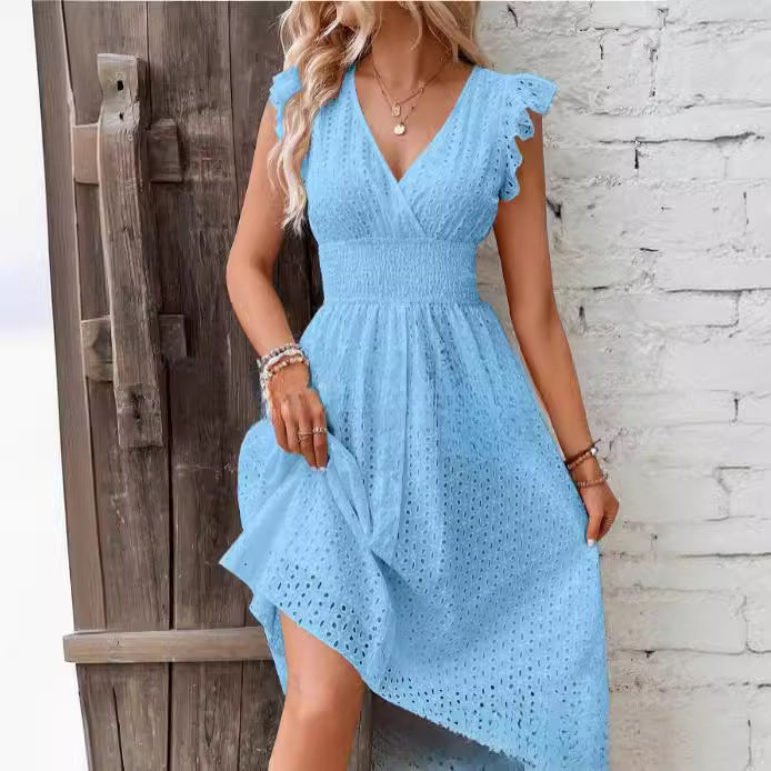 Lotus-leaf sleeve dress