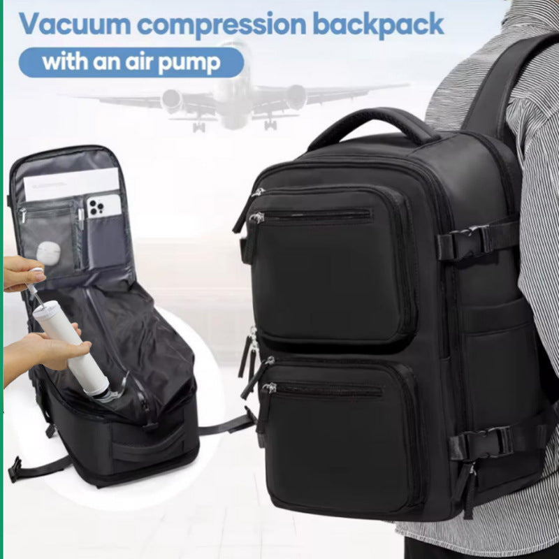 Vacuum compression travel backpack
