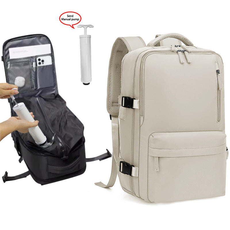 Vacuum compression travel backpack
