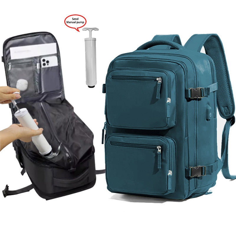 Vacuum compression travel backpack