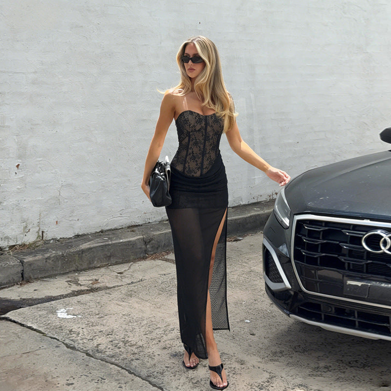 Sexy Tube Top Dress, Stylish and Alluring, Slim Fit, Elegant Party Dress for Socialites