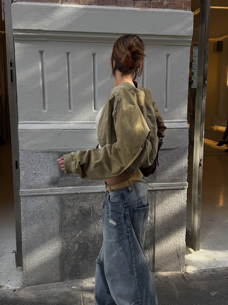 Short Stand Collar Zipper Jacket