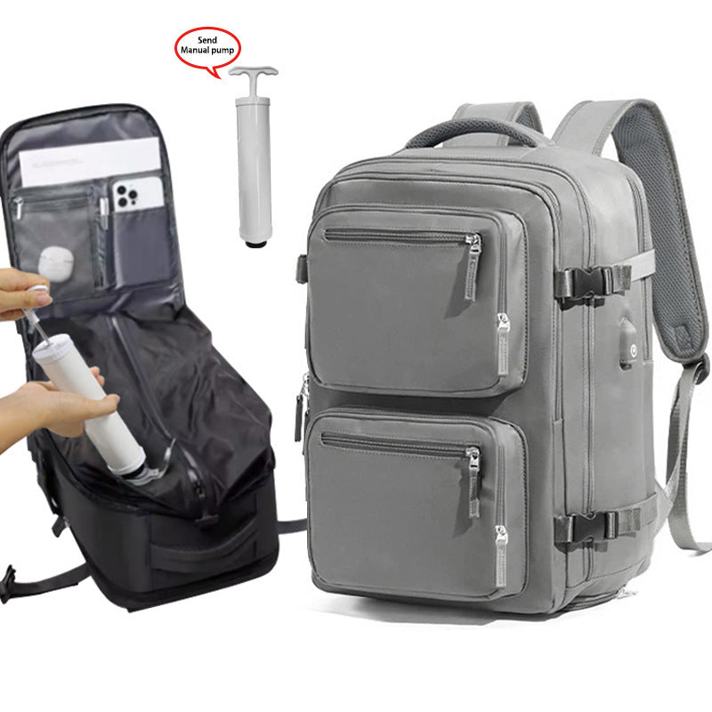 Vacuum compression travel backpack