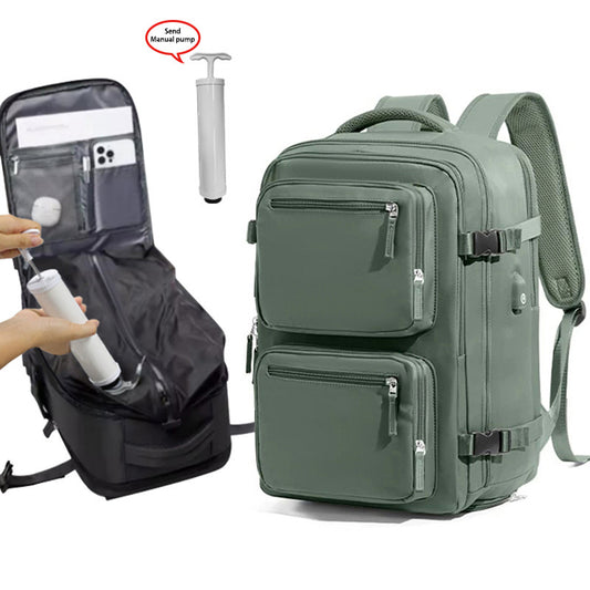 Vacuum compression travel backpack