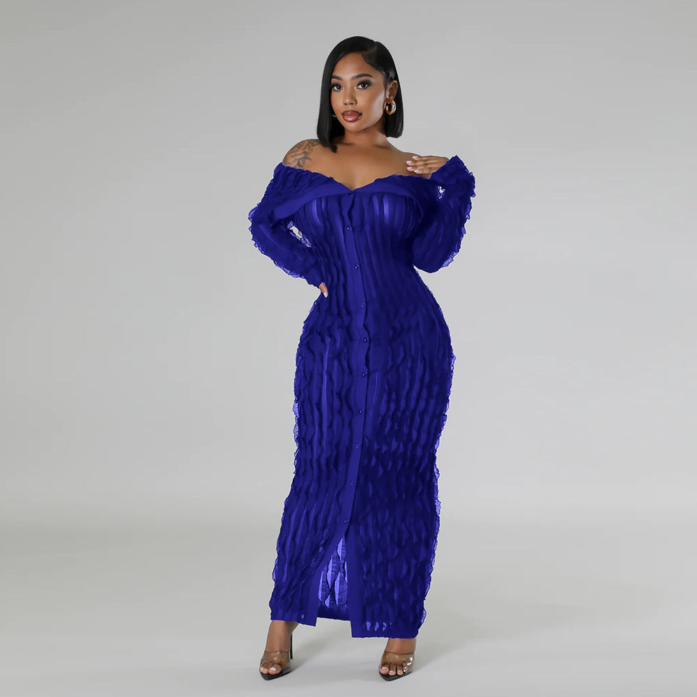 Off-the-Shoulder Bodycon Dress with Sheer Details