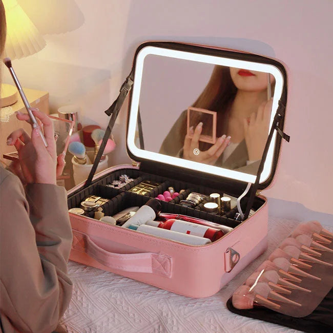 Intelligenter LED-Kosmetikkoffer mit Spiegel